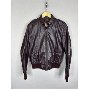 Vintage Jonathan Christopher Burgundy Leather Bomber Jacket Cafe Racer Men 38